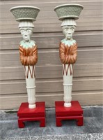 Tall 4'+ Pair of Oriental Man Plant Stands