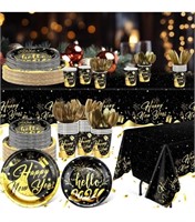 146 Pcs Happy New Year Disposable Tableware Set