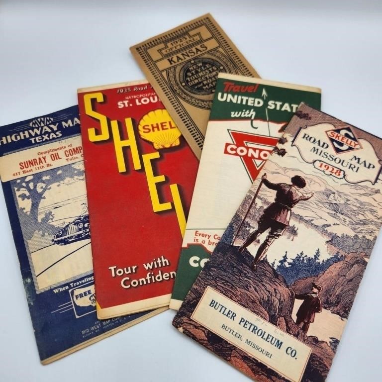 Lot of Old Fuel Company Paper Maps