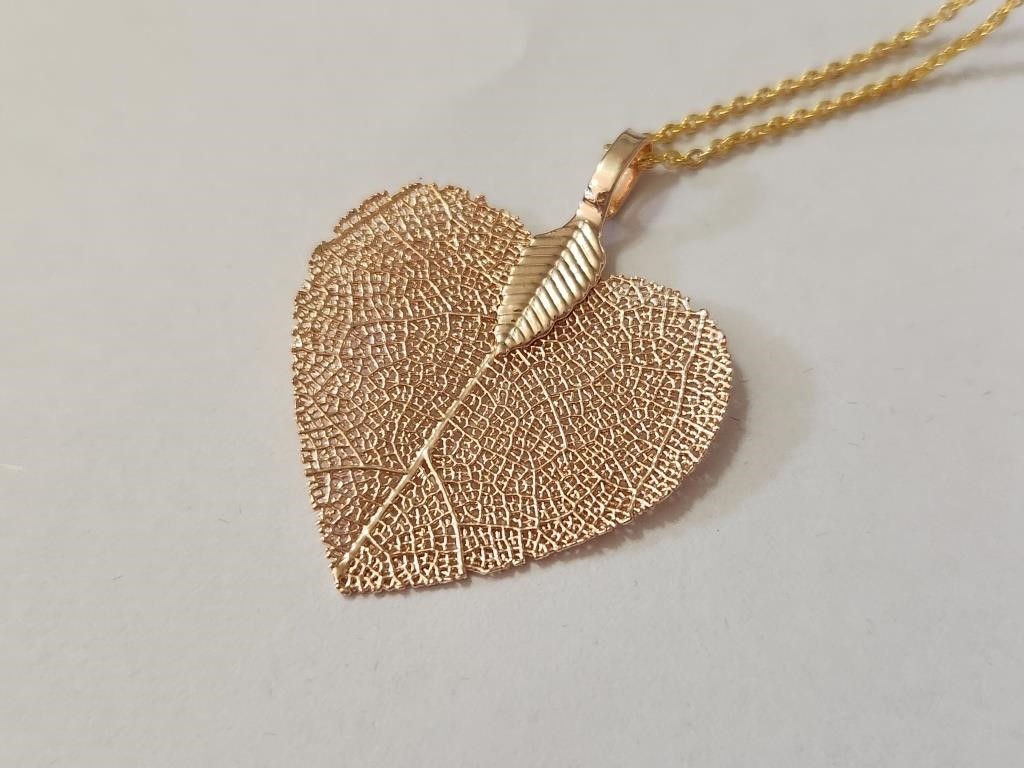 Silver Gold Plated Leaf Necklace