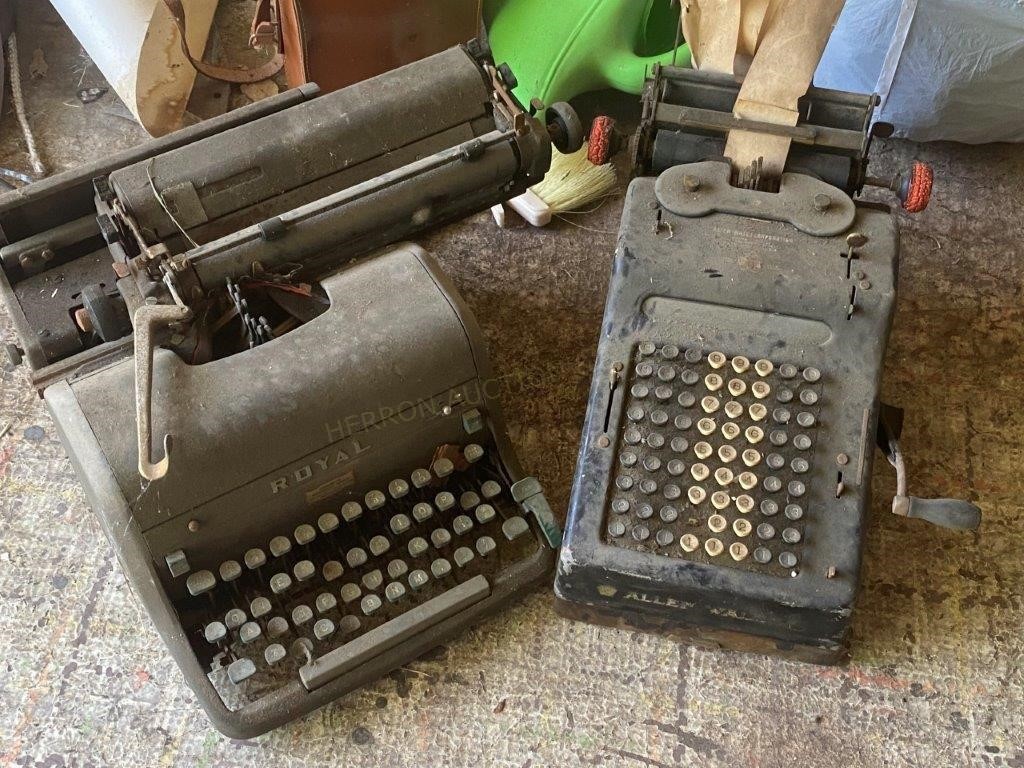 Antique Adding Machine & Royal Typewriter
