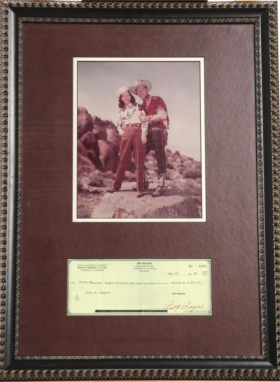 ROY ROGERS SIGNED CHECK TO DALE EVANS w PROVENANCE