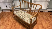 Early Antique Settee w/ Pineapple Upholstered Seat