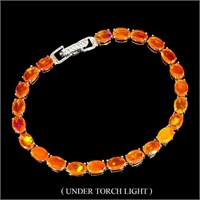 Natural Oval Mexican Orange Opal Bracelet