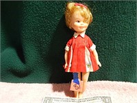 9" Vintage Doll in Red Dress