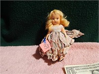 Vintage Plastic Doll in Pink Dress 4"