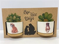Life would Succ without dogs mini planter pots