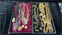 2 Trays of Vintage Costume Jewelry