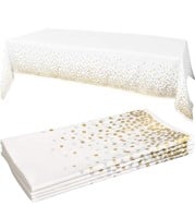 12 gold dotted table cloths and rose gold balloons