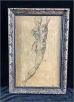 Nude Study Drawing - Framed Print