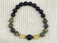 Citrine, jade,black tourmaline & obsidian bracelet