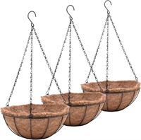 3 Metal Hanging Planters  10in Chain Baskets