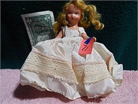 Vintage Doll in Cream Colored Puffy Dress 6"