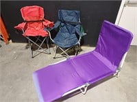 2 Lawn Chairs & Purple Folding Chair