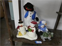 3 snowmen decor items