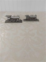 2 Danbury Mint Pewter Train Models