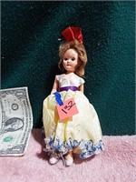 Vintage Doll in Yellow Dress w/ Purple Flowers 8"