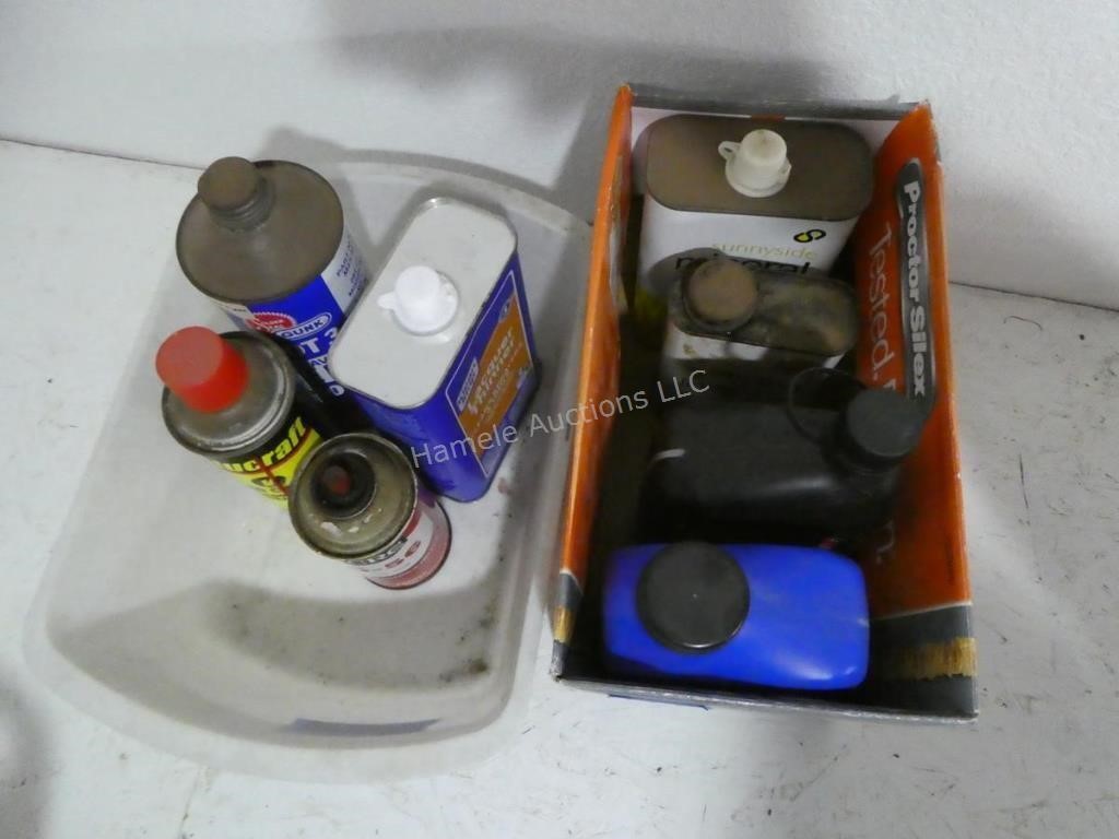 Partial bottles of fluids - 2 boxes