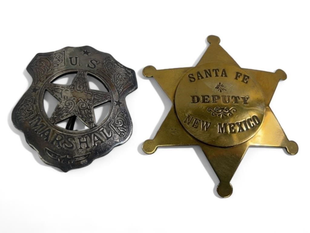 Vintage U.S MARSHAL & SANTA FE DEPUTY BADGES