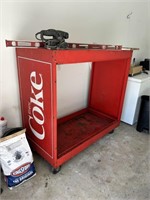 Large Metal Coca Cola Cabinet on Wheels