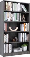 (READ)5-Shelf Wood Bookcase 11.6*33*59.8 Grey