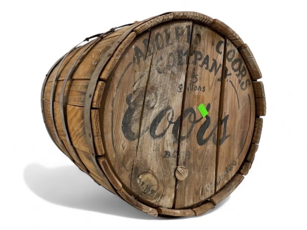 Vintage COORS Beer Wood Barrel