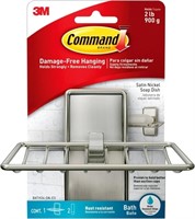 Command Soap Dish for Shower  1 Pack Satin Nickel