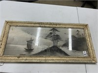 Old Japanese Framed Picture