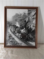 Black and White Framed Train Photo in Frame
