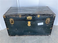 Large Monarch luggage trunk full of fabric, misc