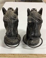 2-Cast iron horse head hitch post toppers