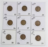 (9) WHEAT CENTS FROM THE TEENS