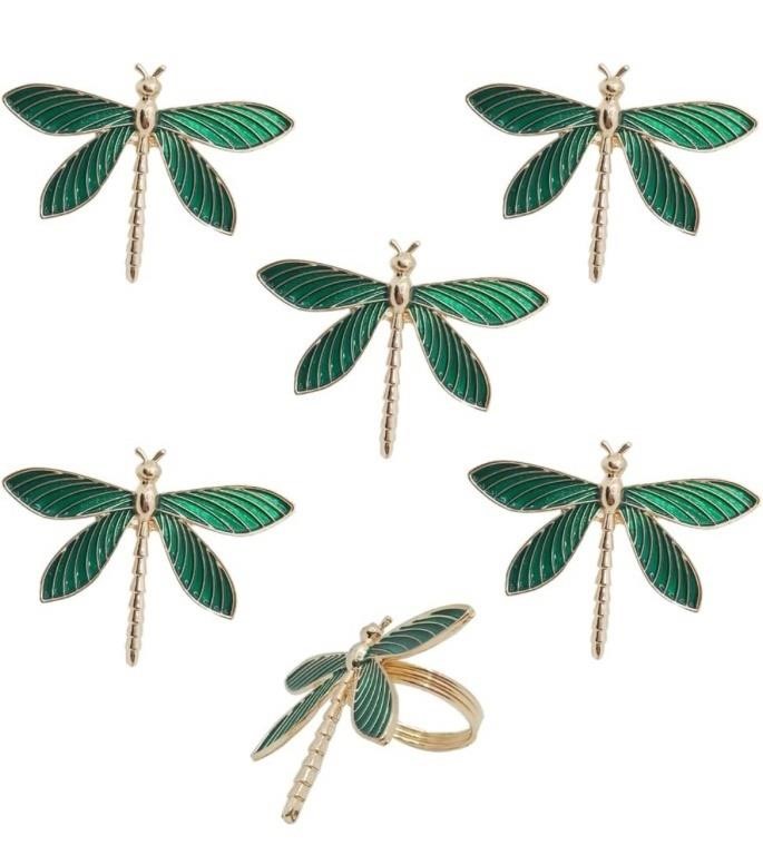 6 Pack Gold Napkin Ring Dragonfly Napkin Rings