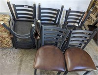8 METAL FRAME CHAIRS W/ VINYL UPHOLSTERED SEATS