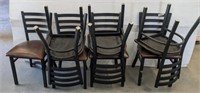 7 METAL FRAME CHAIRS W/ VINYL UPHOLSTERED SEATS