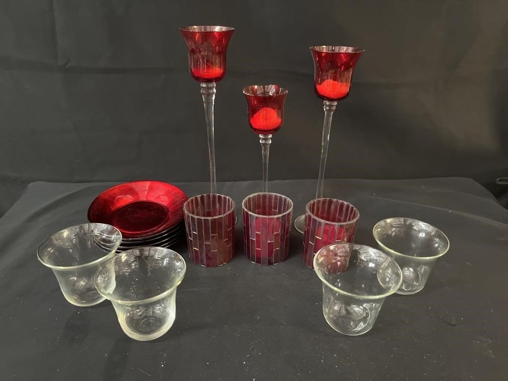 Red Vases & Candle Holders