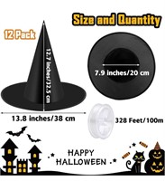 ELCOHO 12 Pieces Halloween Costume Witch Hat w