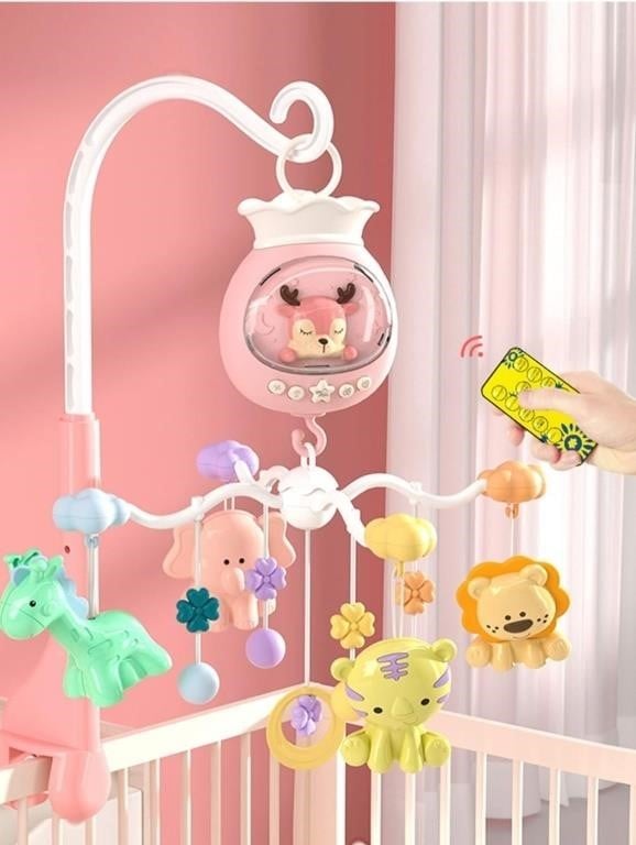 Baby Crib Mobile with Music and Lights w/ remote