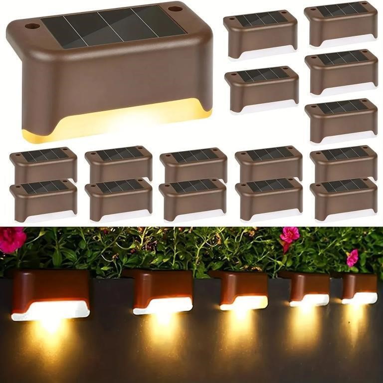 Brown 4Pack LED Solar Stair Light Lamp Waterproof