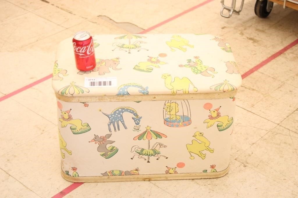 Vintage Pearl Wick Toy Chest, As Is