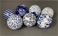 Seven Chinoiserie Ceramic Carpet Balls