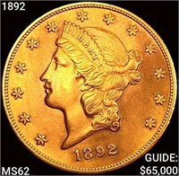 1892 $20 Gold Double Eagle UNCIRCULATED