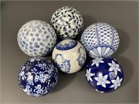 Six Chinoiserie Ceramic Carpet Balls