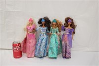 4 Barbie Dolls w/ Ball Gowns