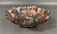 Fenton Carnival Glass "Autumn Acorns" Ruffled Bowl