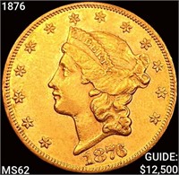 1876 $20 Gold Double Eagle UNCIRCULATED