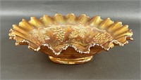 Northwood Grapes & Cable Marigold Glass Bowl