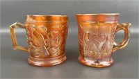 Two Vintage Marigold Carnival Glass Mugs