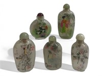 5 antique reverse painted signed snuff bottles