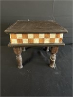 Wood Plant Stand with Decorative Tiles